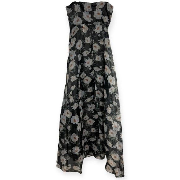 Lulus Chic Preciousness Black Floral Organza Bustier Maxi Dress Size Small - Picture 6 of 10